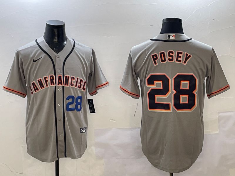 Men San Francisco Giants #28 Posey Grey Game 2025 Nike MLB Jersey style 4